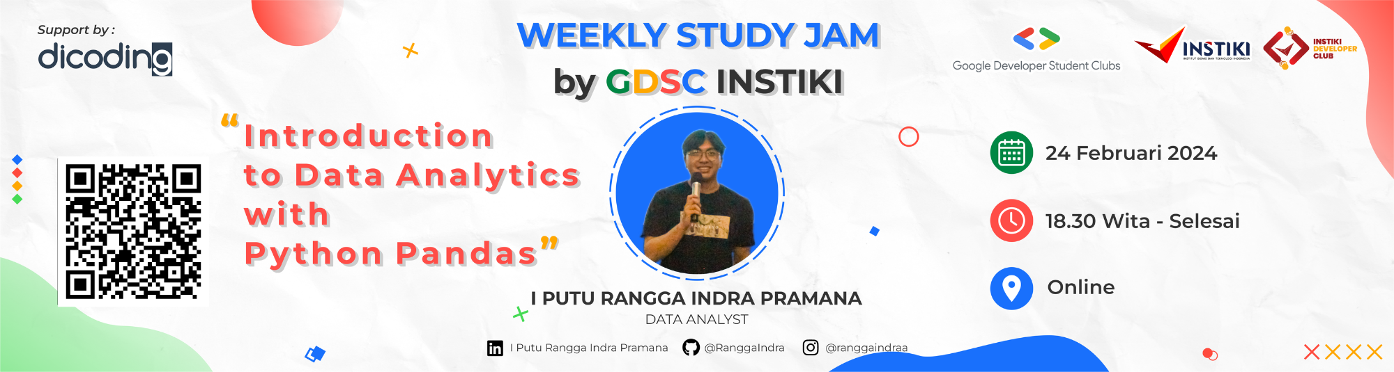 Weekly Study Jam by GDSC INSTIKI #7 "Introduction to Data Analytics ...