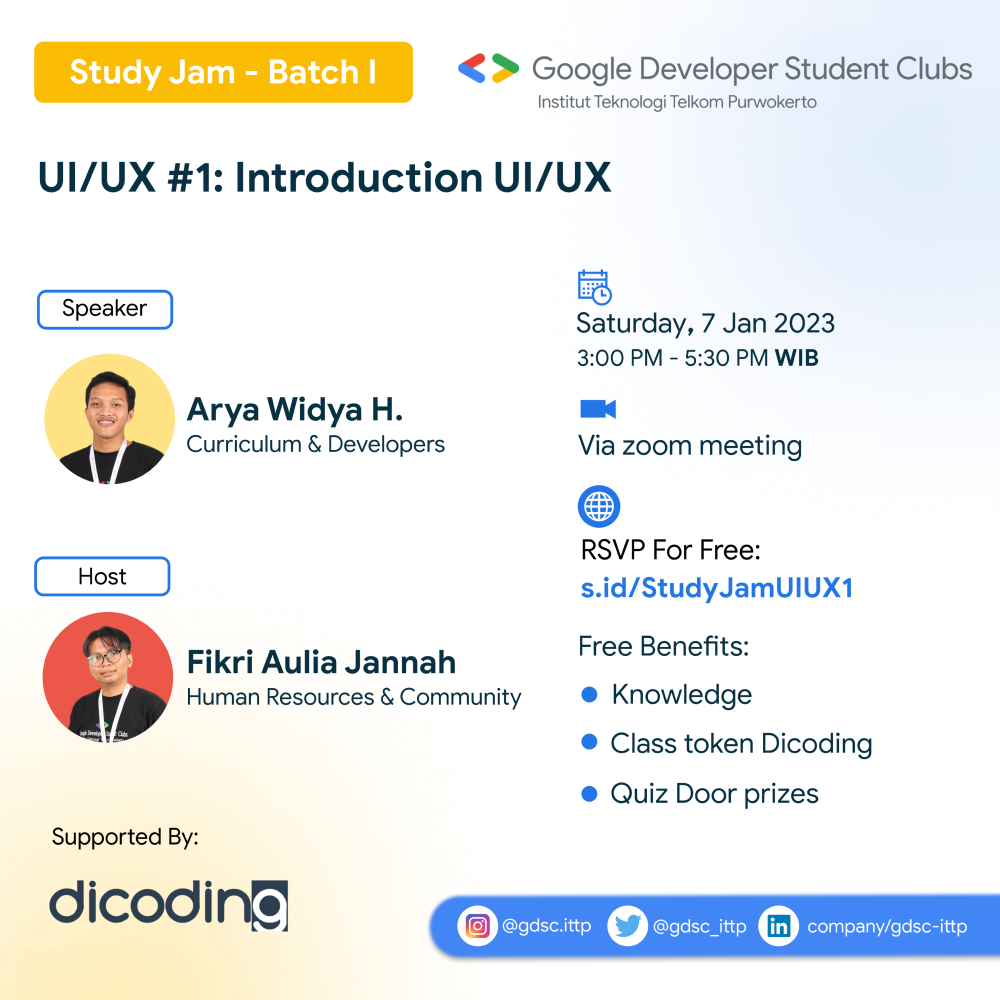 Study Jam - Batch 1 UI/UX #1: Introduction UI/UX - Dicoding Indonesia